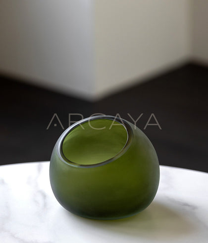 Vintage Frosted Sphere Glass Vase - scene
