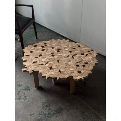 Solid Wood Carved Patchwork Coffee Table - scene