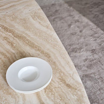 Jade Rabbit Travertine Wood Dining Table - main