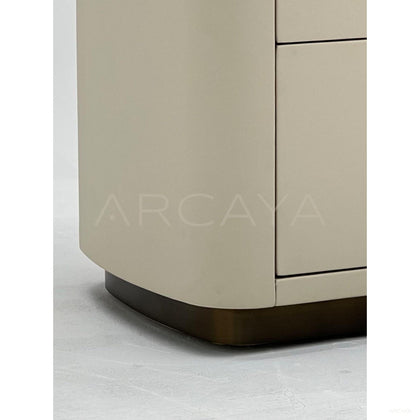 Marble Top Four Drawer Leather Chest - scene