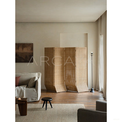 Handwoven Rattan Folding Screen - scene