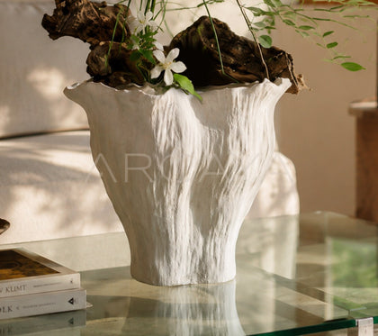 Wabi Sabi Hand Pinched Pleated Ceramic Vase - scene