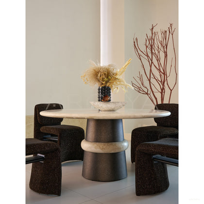 Soft Light Travertine Dining Table - scene