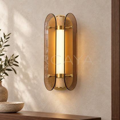 Amber Three Wing Wall Light 21955 - main
