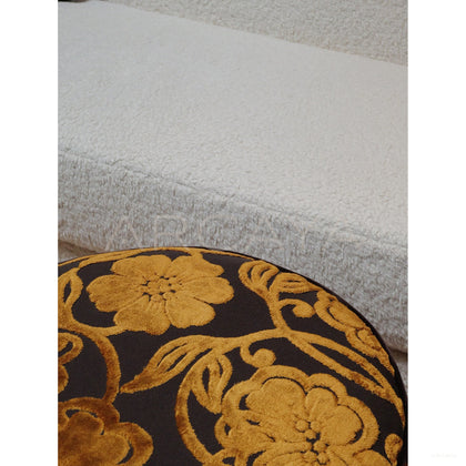 Gold Floral Velvet Fringe Pouf — Ottoman - scene