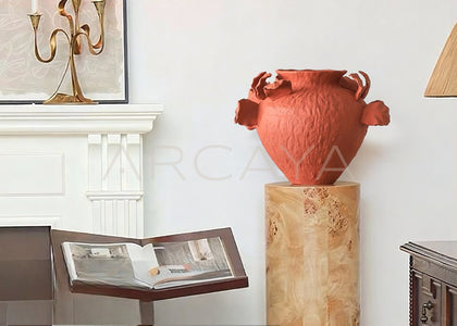 Jingdezhen Red Ceramic Jar Vase - scene