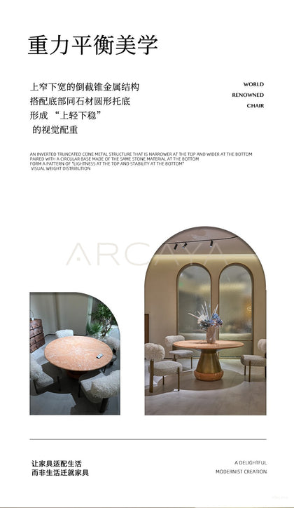 Orange Ice Jade Raw Stone Dining Table - scene
