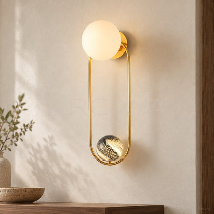 Stone Globe Gold Ring Wall Light 60184 - main