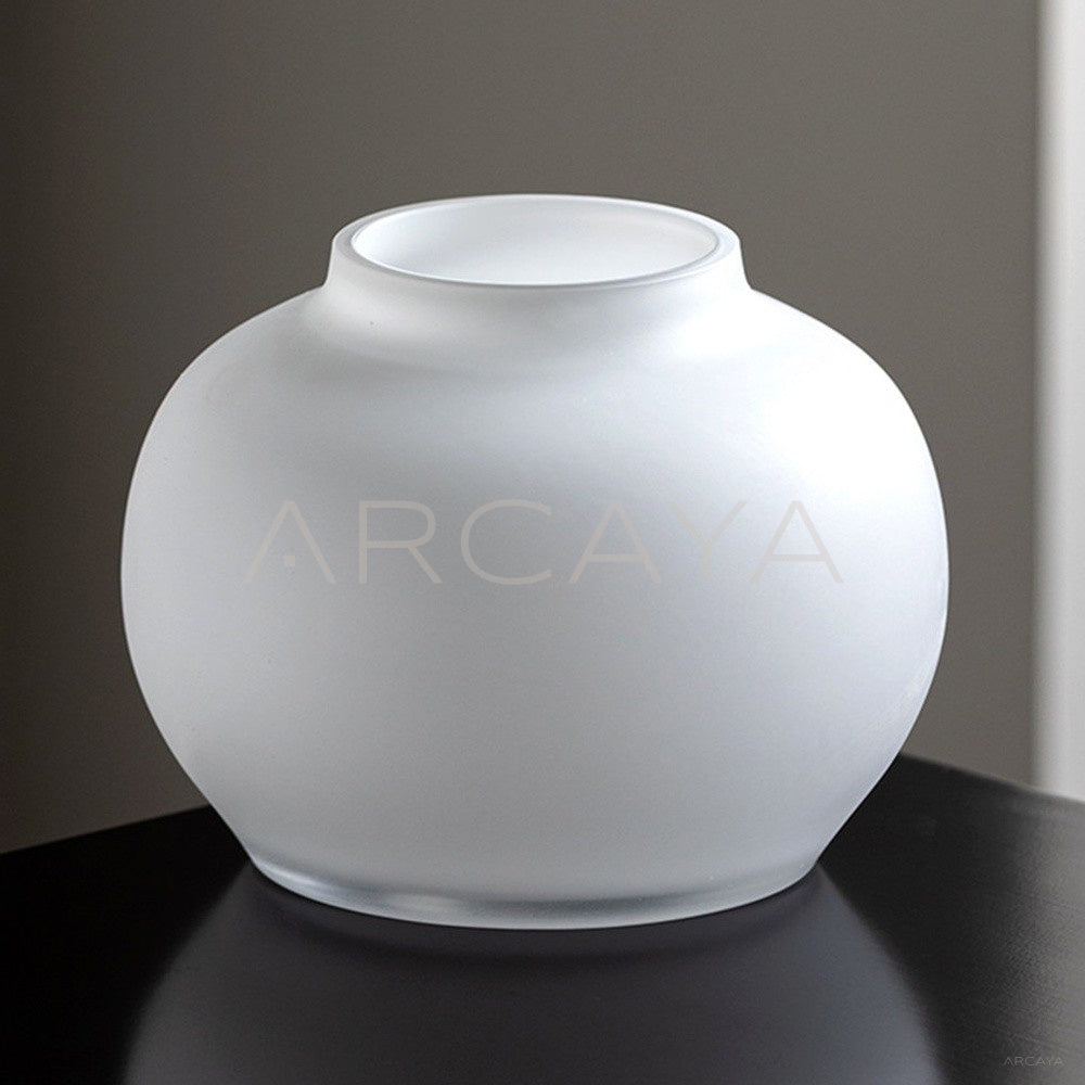 Mist White Frosted Gourd Glass Vase - main