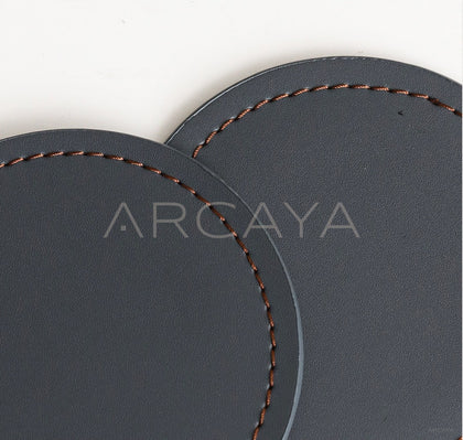 Leather Coaster Set With Holder - scene