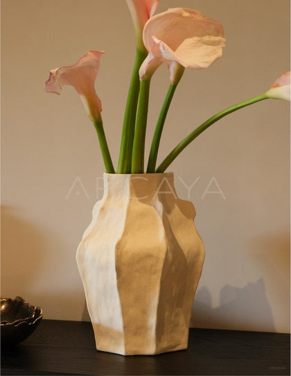 Irregular Sand Texture Wabi Sabi Art Vase - scene
