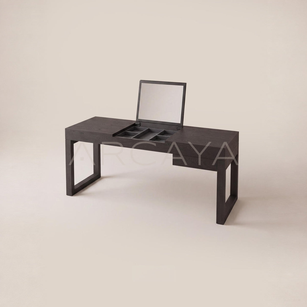 Black Oak Flip Mirror Vanity Desk Cabinet - main