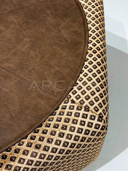 Leather Plaid Fabric Coffee Table - detail