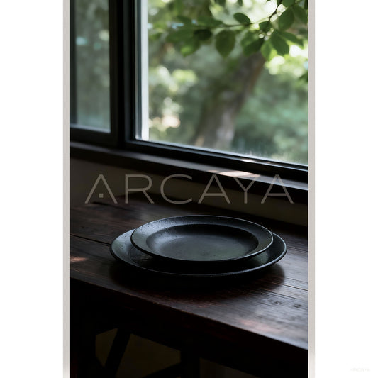 Amu Collab Chinese Stoneware Steak Plate - scene