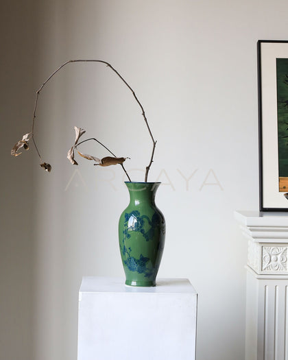 Hand Painted Blue White Porcelain Vase Song Style - scene