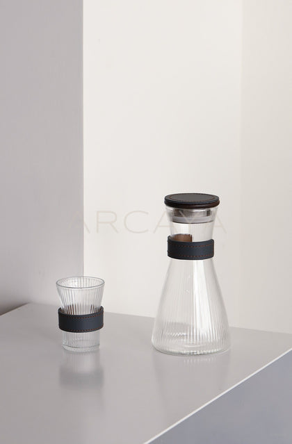 Ribbed Clear Glass Decanter Set - scene