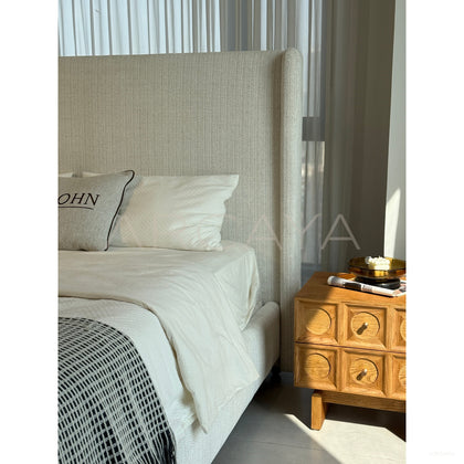 High Headboard Fabric Bed - scene