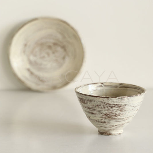 Amu Collab Brushed Ceramic Conical Bowl Plate - main
