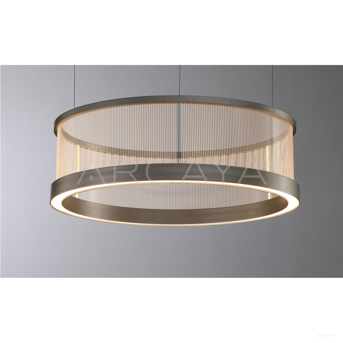 Black Frame Ribbed Glass Ring Pendant Light 97077 in detail