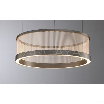 Black Frame Ribbed Glass Ring Pendant Light 97077 - scene