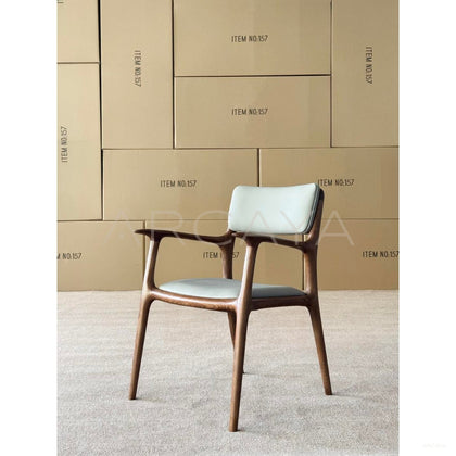 North American Ash Leather Dining Chair - scene