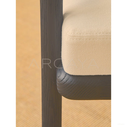 Old Money Oak Dining Chair Woven Leather Arms - scene