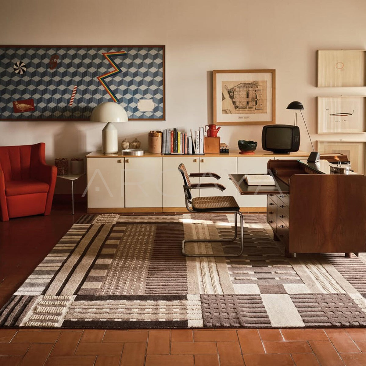 Terracotta Low Saturation Textured Rug - main