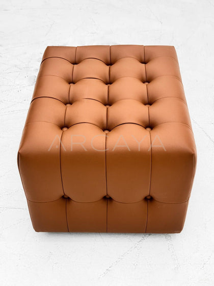 Vintage Checkered Pouf Stool - detail