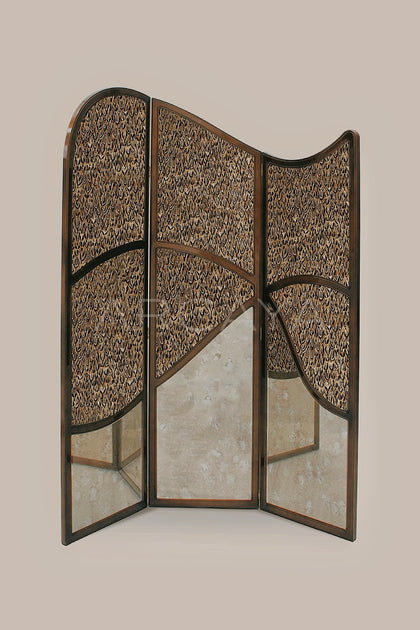 Gold Leaf Walnut Folding Screen - scene
