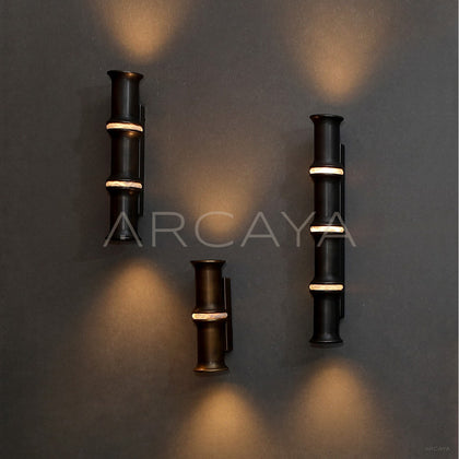 Black Gold Bamboo Joint Wall Light 80650 - scene