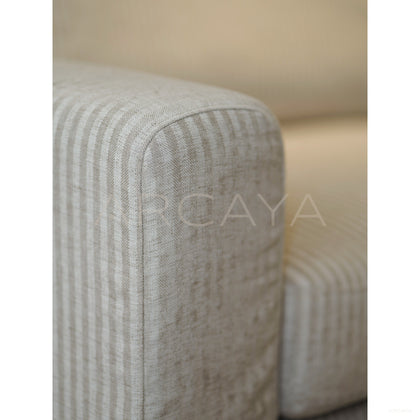 Dio Floating Island Sofa Striped Linen - scene
