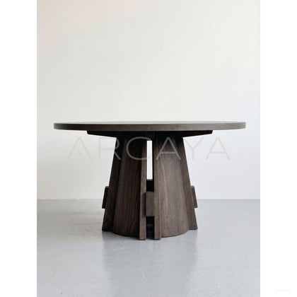 Oak Round Dining Table Custom - scene