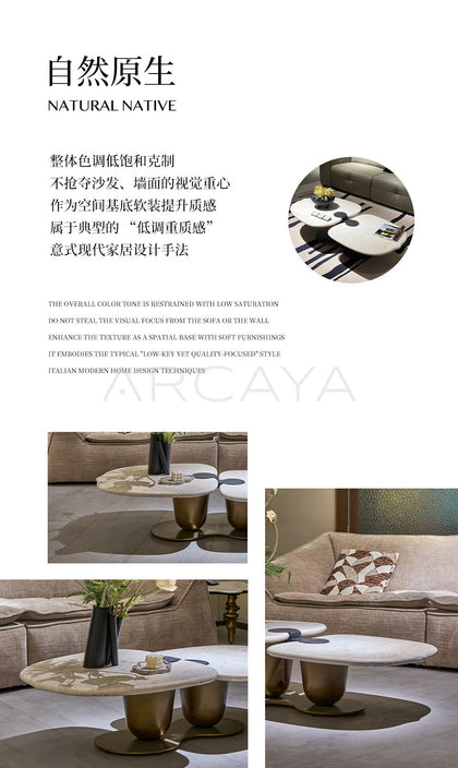 Irregular Symbiotic Travertine Coffee Table - scene