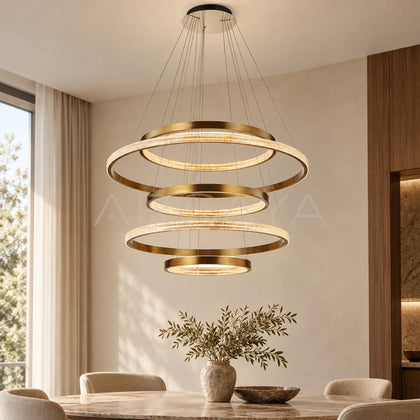Gold Halo Five Ring Pendant Light 60168 - main