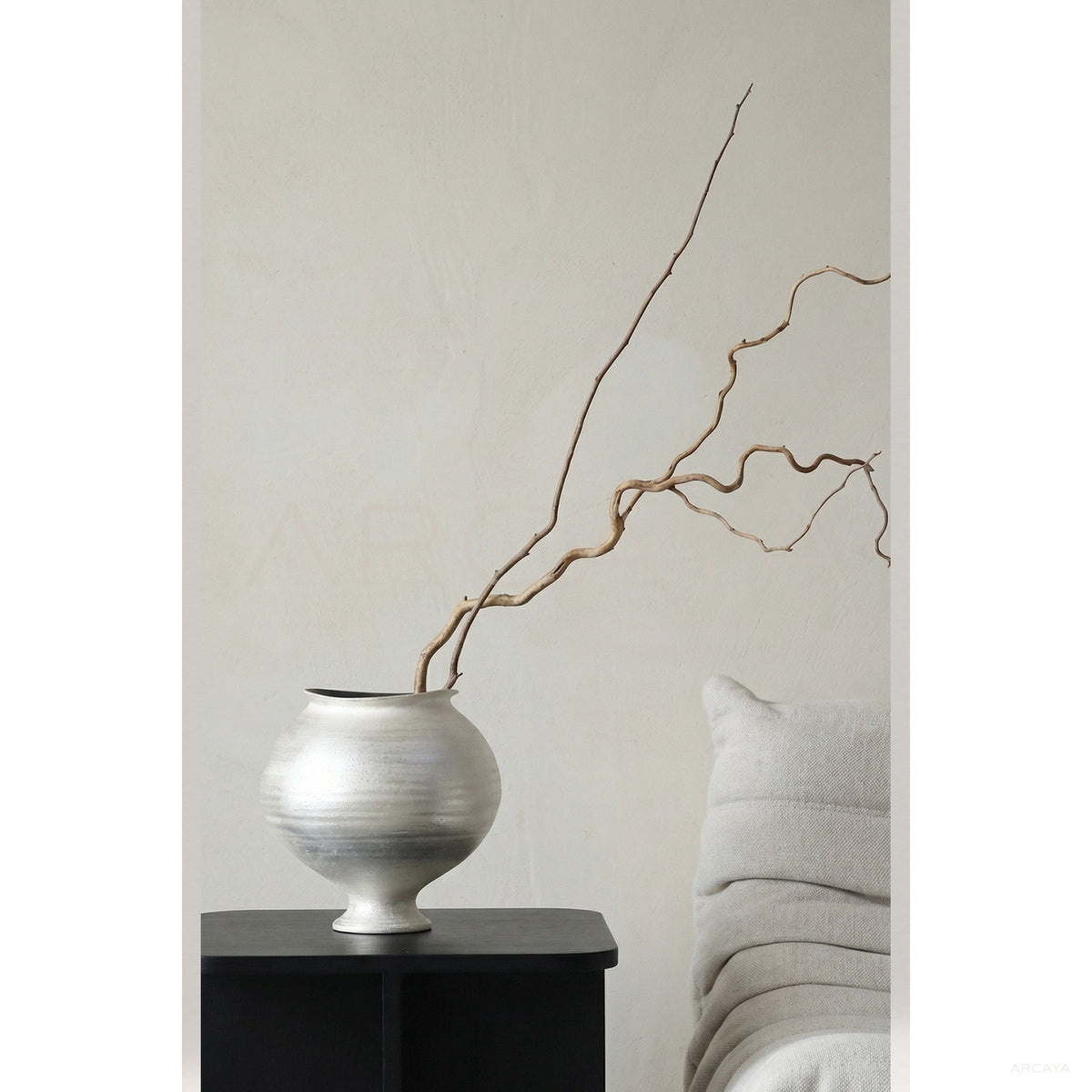 Handmade Silver Glaze Vase Living Room in detail