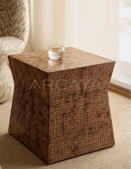 Handwoven Square Side Table - scene