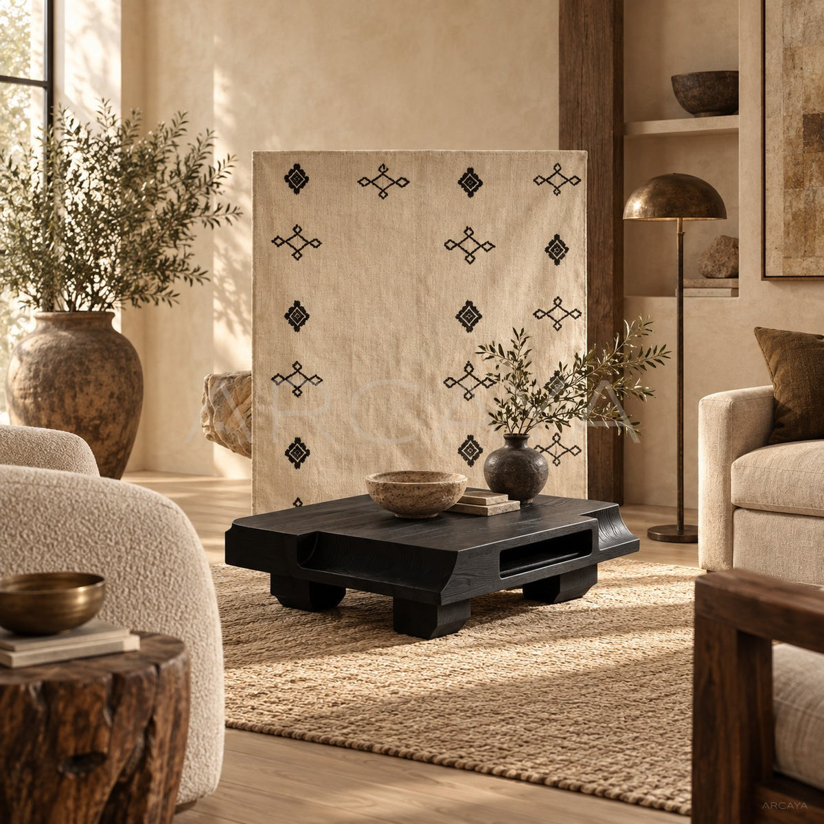 Zhuomu Rustic Wood Coffee Table in detail