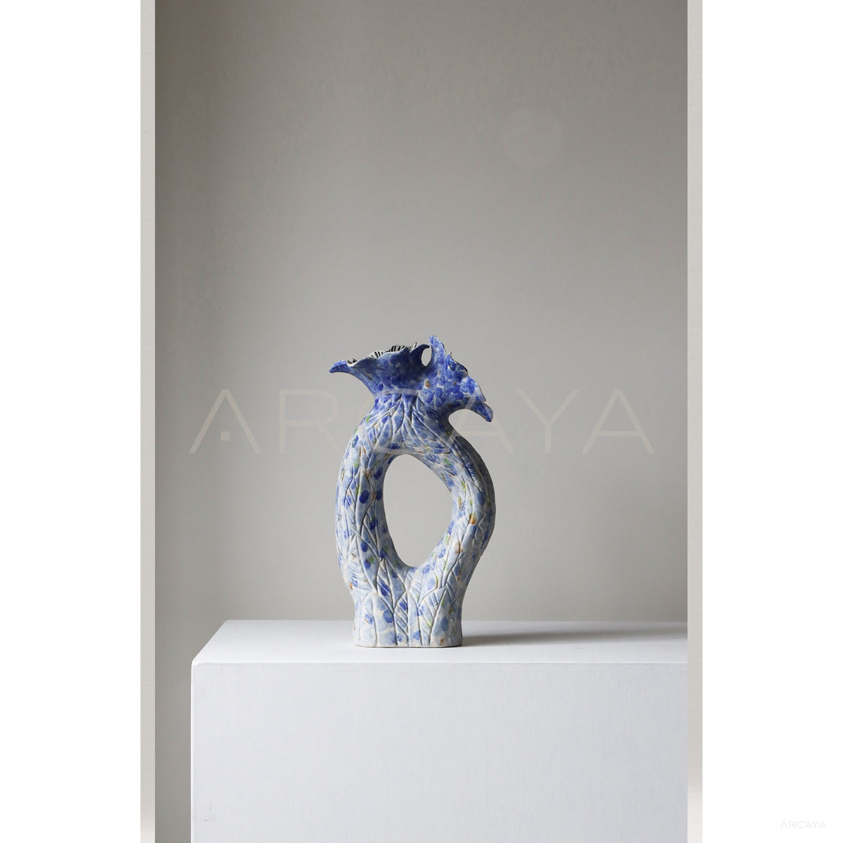 Wabi Sabi Blue Hollow Ceramic Vase in detail