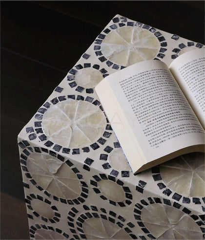 Shell Inlay Multi Use Side Table Stool - scene