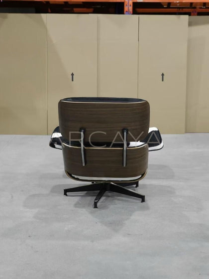 Black Leather Mid Century Lounge Chair - scene
