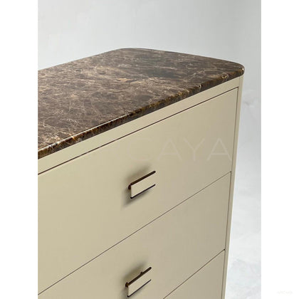 Marble Top Four Drawer Leather Chest - scene