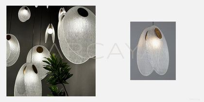 Clear Flower Leaf Pendant Light 54113 - scene
