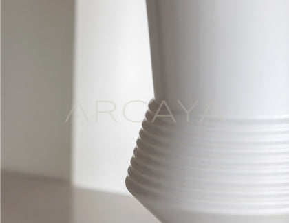 Ring Stacked Waist White Ceramic Vase - scene