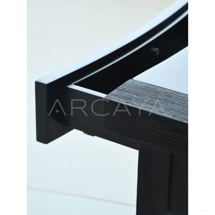 Old Money Oak Matte Black Brushed Nightstand - scene