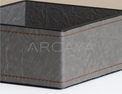 Grey Leather Lidded Storage Box - scene