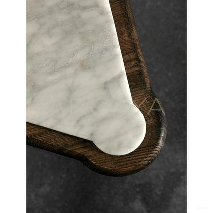 Triangular Solid Wood Marble Side Table - scene