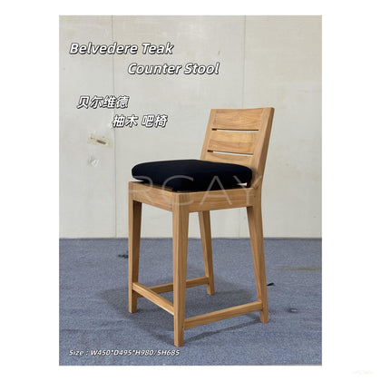 Outdoor Teak Bar Stool - scene