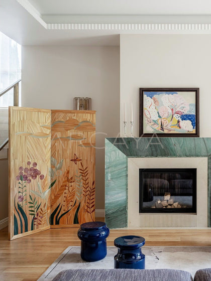 Veneer Marquetry Folding Screen - scene