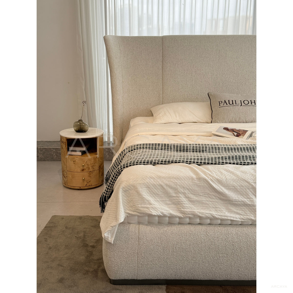 Old Money High Headboard Bed in detail