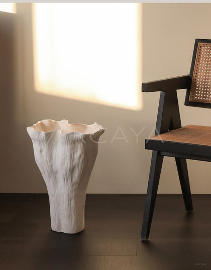 Wabi Sabi Hand Pinched Pleated Ceramic Vase - scene